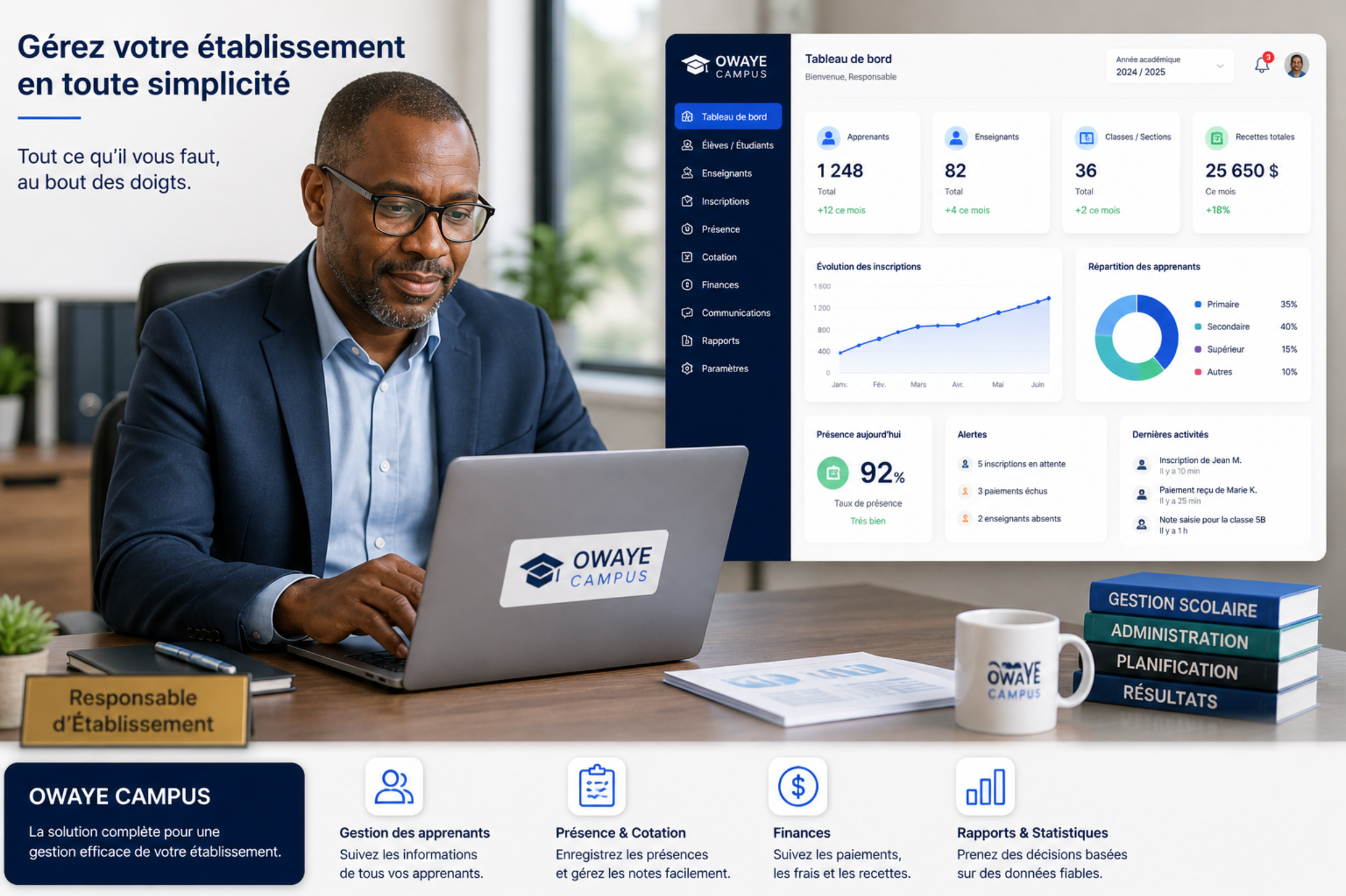 Responsable d’établissement utilisant OWAYE CAMPUS
