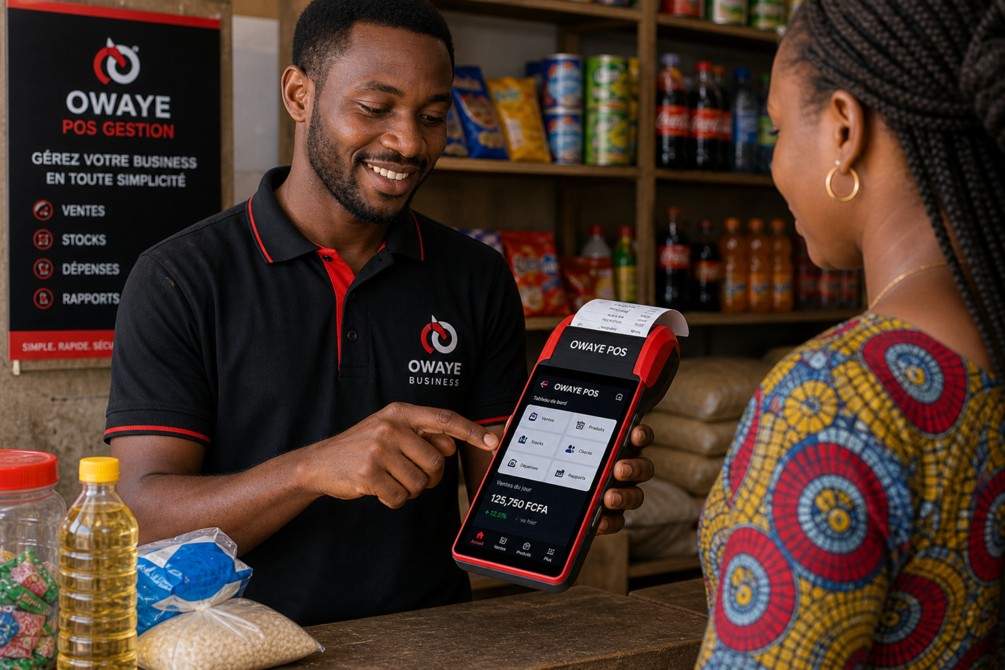 Vendeur utilisant OWAYE POS